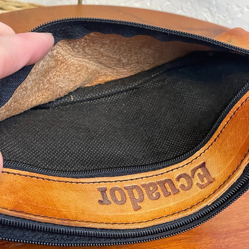 🌻Handmade 'Ecuador' Leather Pencil Case/Coin Purse/Makeup Bag - Picture 4 of 7